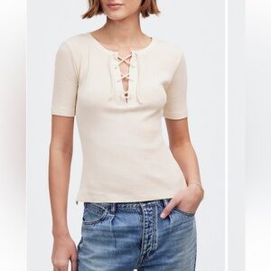 Madewell Lace-Up Ribbed Top